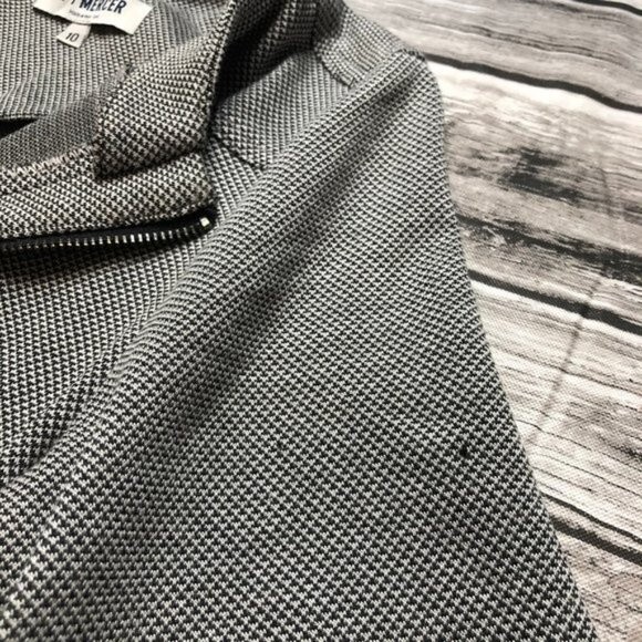 OF/MERCER Textured Fitted Shift Mini Dress Size 10 Zippers Black Grey Gray Zip - Picture 8 of 14